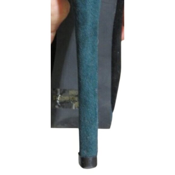 Qupid Retro Black & Green Suede Leather Peep Toe Platform Heels with buckles - Picture 12 of 15